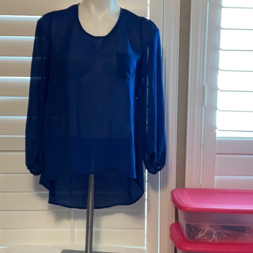 a'gaci Navy Sheer Blouse